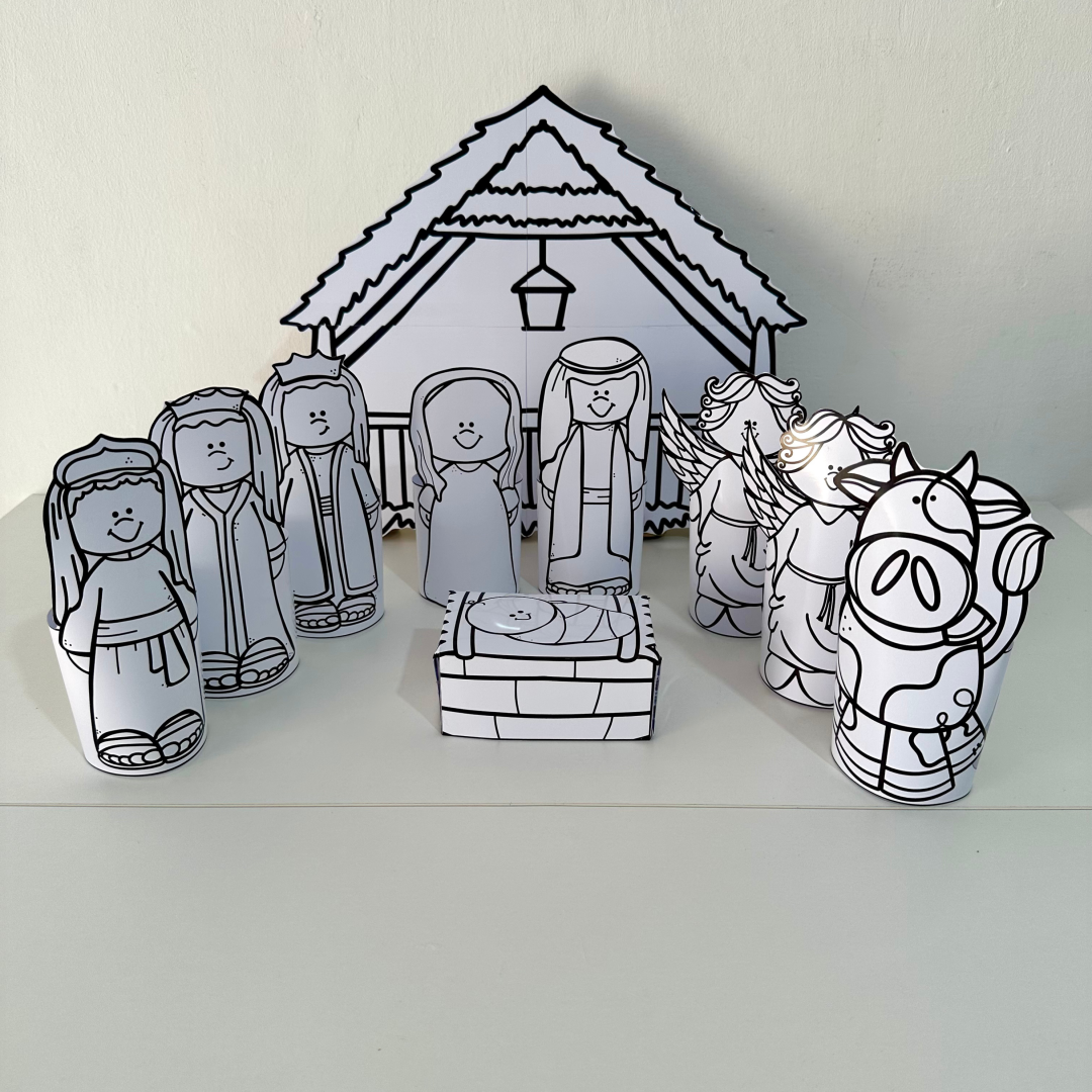 Presépio 3D para colorir