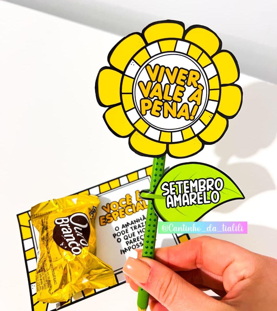 Lembrancinha Lápis Girassol – Setembro Amarelo