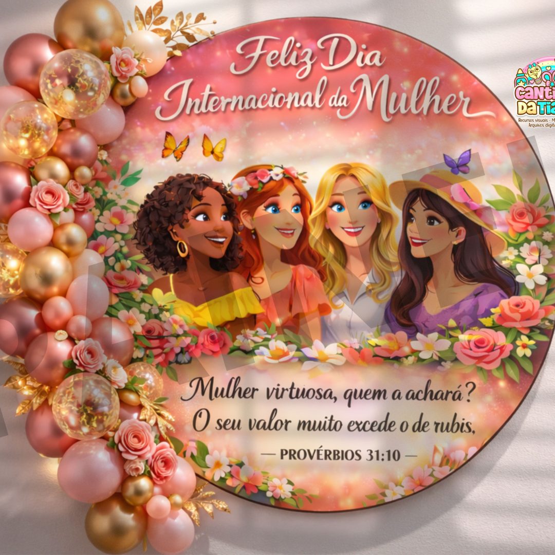 Decoração circular  #03 bexigas dia da mulher