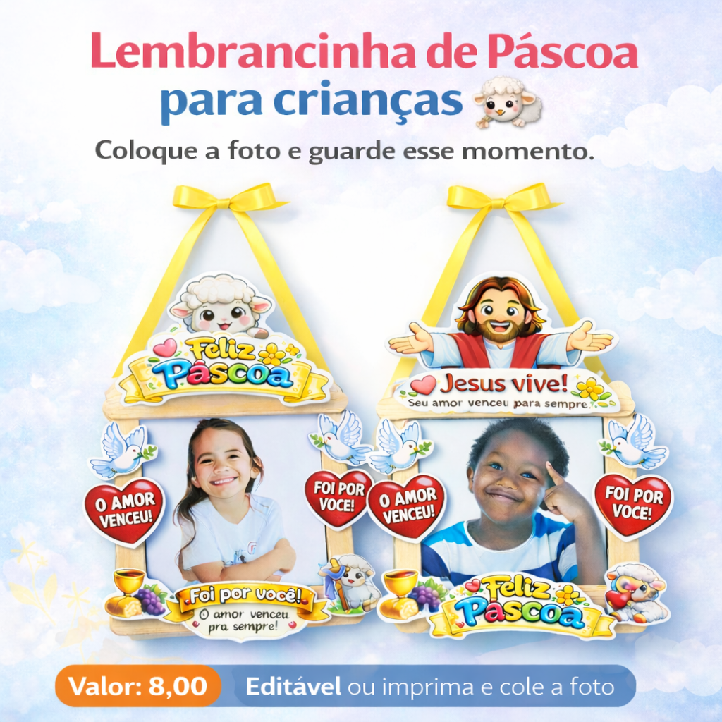 Lembrancinha palito moldura de Páscoa para crianças