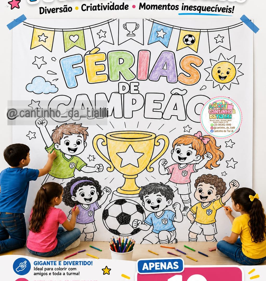 PAINEL INTERATIVO PARA COLORIR – FÉRIAS DE CAMPEÃO